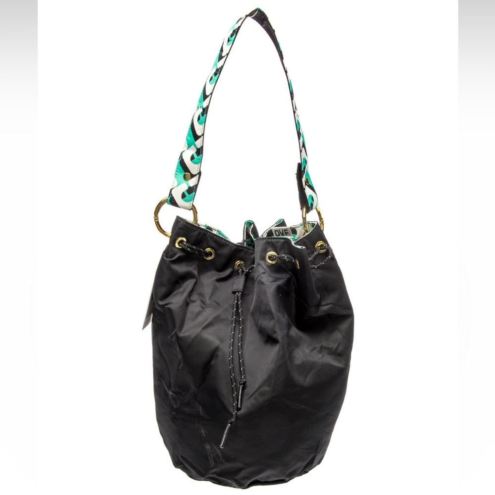 NWT DVF Black Nylon Bucket Bag